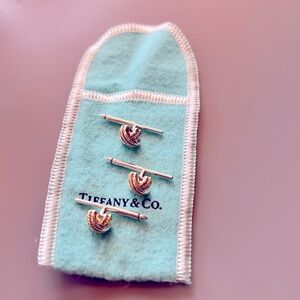 Tiffany & Co Vintage Tuxedo Signature X Shirt Stud Set Sterling Silver  18K Gold